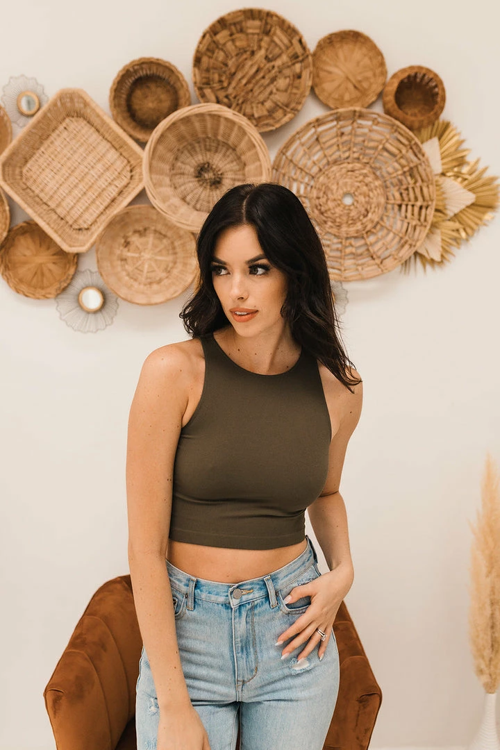 BT Crew Neck Crop Top - Moss 6 BT Crew Neck Crop Top - Moss