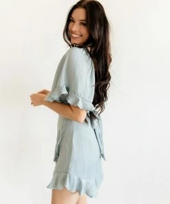 ONE & ONLY COLLECTIVE DRESSES Penny Wrap Satin Ruffle Mini Dress 15 ONE & ONLY COLLECTIVE DRESSES Penny Wrap Satin Ruffle Mini Dress