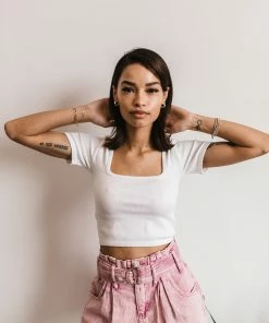 LE LIS MATCHING SETS Lizzie Acid Wash Paper Bag Shorts