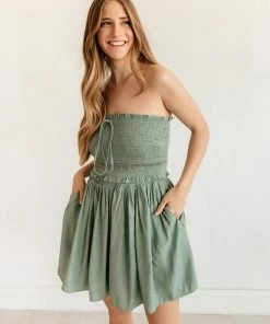 MUSTARD SEED Olivia Smocked Strapless Romper