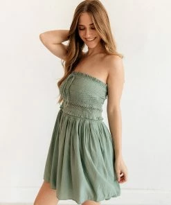 MUSTARD SEED Olivia Smocked Strapless Romper