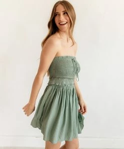 MUSTARD SEED Olivia Smocked Strapless Romper