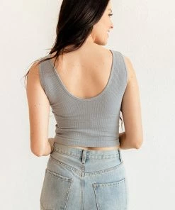 BT Izzy Ribbed Crop Tank - Chambray BEST SELLERS