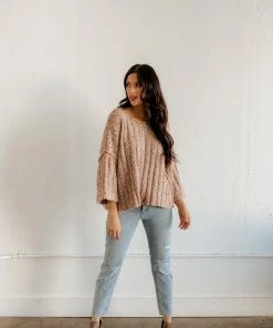BT Becky Yarn Oversized Sweater - Camel TOPS