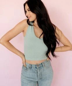 BT Izzy Ribbed Crop Tank - Dusty Mint BEST SELLERS 8 BT Izzy Ribbed Crop Tank - Dusty Mint BEST SELLERS