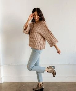BT Becky Yarn Oversized Sweater - Camel TOPS