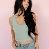 BT Izzy Ribbed Crop Tank - Dusty Mint BEST SELLERS