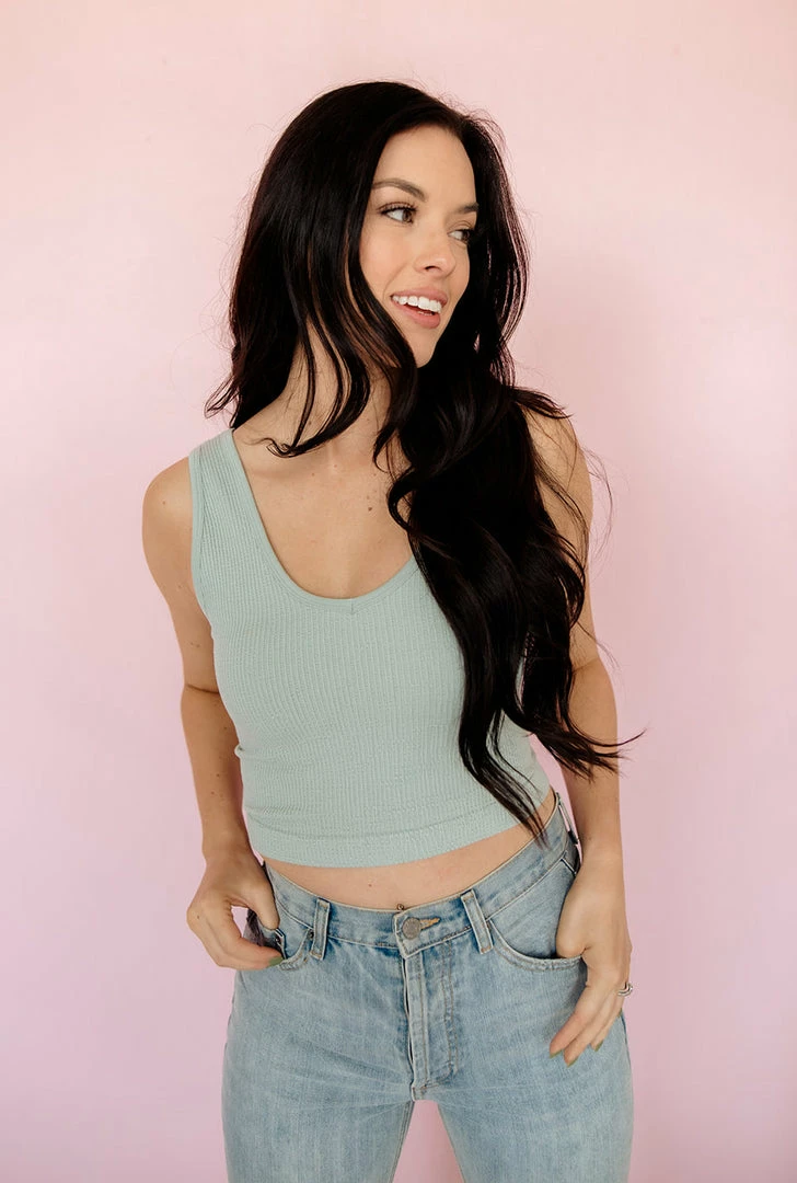 BT Izzy Ribbed Crop Tank - Dusty Mint BEST SELLERS 3 BT Izzy Ribbed Crop Tank - Dusty Mint BEST SELLERS