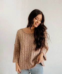 BT Becky Yarn Oversized Sweater - Camel TOPS