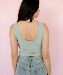 BT Izzy Ribbed Crop Tank - Dusty Mint BEST SELLERS