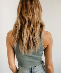 DYNAMIC TOPS Ford Seamless Ribbed Crop Tank Top - Slate