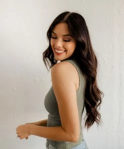 DYNAMIC Holly Seamless Ribbed Mock Neck Top - Oil Green 7 DYNAMIC Holly Seamless Ribbed Mock Neck Top - Oil Green