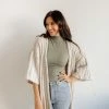BT TOPS Ventura Mixed Yarn Knit Sweater Cardigan - Taupe
