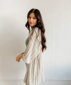BT TOPS Ventura Mixed Yarn Knit Sweater Cardigan - Taupe