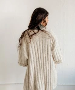 BT TOPS Ventura Mixed Yarn Knit Sweater Cardigan - Taupe