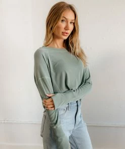 BT Ellie Relaxed Ribbed Top - Sage