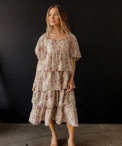 STORIA Bodhi Tiered Floral Carnation Maxi Dress