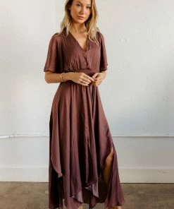 GRADE & GATHER Sabrina Satin Smocked Maxi Dress DRESSES