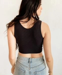 BT Tori Reversible Twist Crop Top - Black TOPS