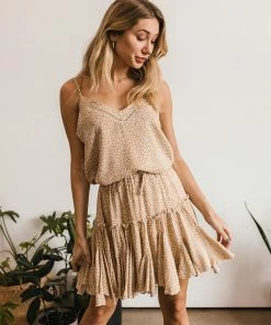 BT ANIMAL PRINT Miley Leopard Ruffle Mini Skirt - Taupe