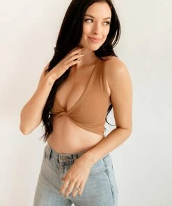 BT Tori Reversible Twist Crop Top - Camel TOPS