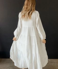LEIA & CO Isadore Cotton Tiered Boho Midi Dress BRIDAL