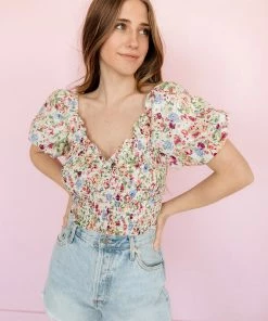 DO + BE COLLECTION TOPS Riley Floral Smocked Crop Top 17 DO + BE COLLECTION TOPS Riley Floral Smocked Crop Top