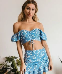 BT Like A Sunflower Ruched Crop Top