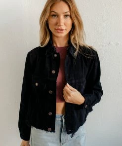 SIGNATURE 8 OUTERWEAR Encore Cotton Frayed Denim Jacket