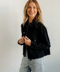 SIGNATURE 8 OUTERWEAR Encore Cotton Frayed Denim Jacket