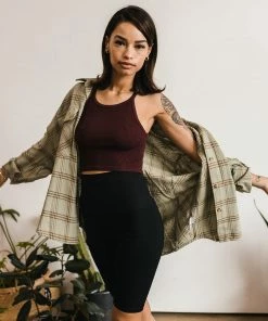 BT Tammy Ribbed Crop Top - Cassis TOPS