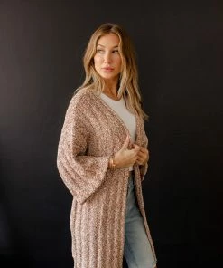 BT Ventura Mixed Yarn Knit Sweater Cardigan - Camel
