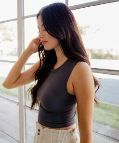 BT TOPS Josephine Seamless Cropped Top - Grey