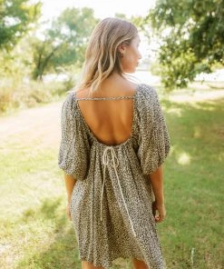 BT Jerri Leopard Puff Sleeve Babydoll Dress