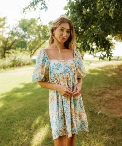 BT Deep Summer Puff Sleeve Babydoll Dress MADE IN THE USA