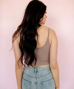 BT Sydney Ribbed Seamless Crop Tank - Espresso