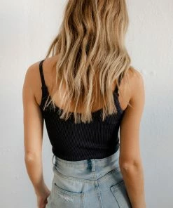 BT BEST SELLERS Sydney Ribbed Seamless Crop Tank - Black