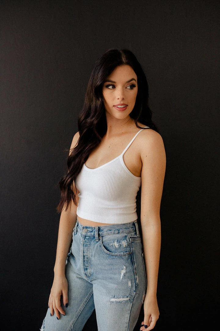 BT Sydney Ribbed Seamless Crop Tank - White 8 BT Sydney Ribbed Seamless Crop Tank - White