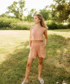 BT Camden Linen High Rise Shorts- Salmon MATCHING SETS