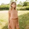 BT MATCHING SETS Camden Billowy Linen Crop Top- Salmon