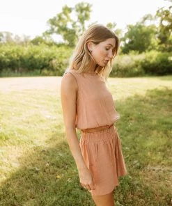 BT MATCHING SETS Camden Billowy Linen Crop Top- Salmon 10 BT MATCHING SETS Camden Billowy Linen Crop Top- Salmon