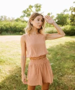 BT MATCHING SETS Camden Billowy Linen Crop Top- Salmon 9 BT MATCHING SETS Camden Billowy Linen Crop Top- Salmon
