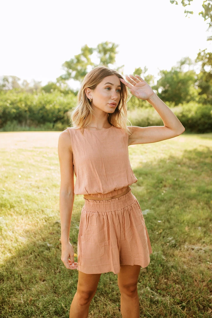 BT MATCHING SETS Camden Billowy Linen Crop Top- Salmon 5 BT MATCHING SETS Camden Billowy Linen Crop Top- Salmon