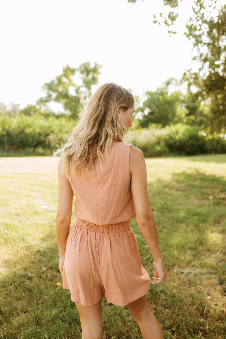 BT MATCHING SETS Camden Billowy Linen Crop Top- Salmon 4 BT MATCHING SETS Camden Billowy Linen Crop Top- Salmon