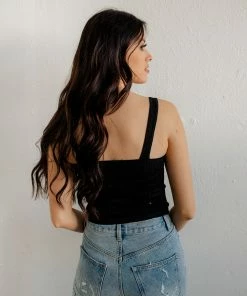 DYNAMIC Calbi Ribbed Cropped Tank - Black TOPS