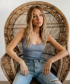 DYNAMIC TOPS Calbi Ribbed Cropped Tank - Powder Blue