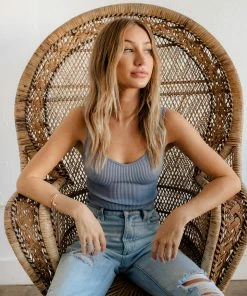 DYNAMIC TOPS Calbi Ribbed Cropped Tank - Powder Blue