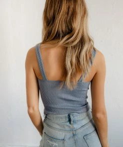 DYNAMIC TOPS Calbi Ribbed Cropped Tank - Powder Blue
