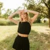 BT Camden Billowy Linen Crop Top- Black MATCHING SETS
