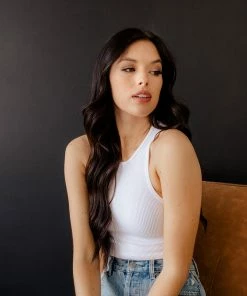 DYNAMIC TOPS Jaya Ribbed Racerback Seamless Tank - White